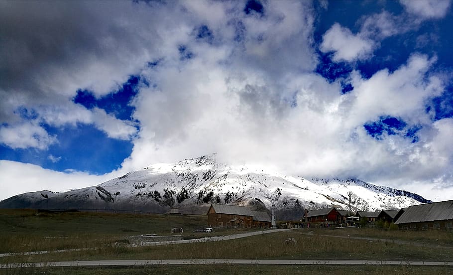 xinjiang, china, landscape, snow, mountain, sky, cloud - sky HD wallpaper