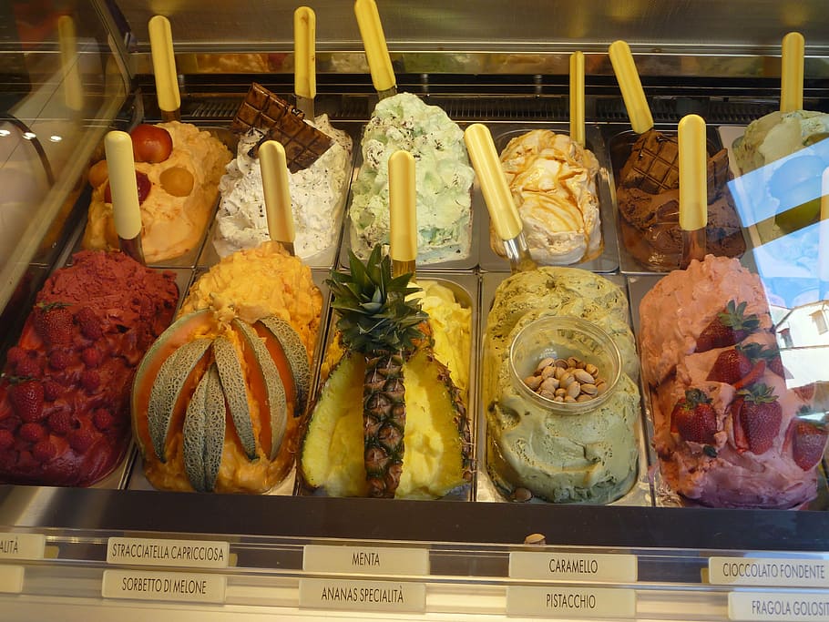 gelato, fruit, italy, food and drink, freshness, choice, variation, HD wallpaper