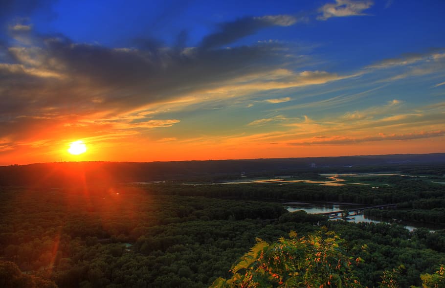 Sunset, Landscape, River Valley, pretty, scenic, wisconsin HD wallpaper