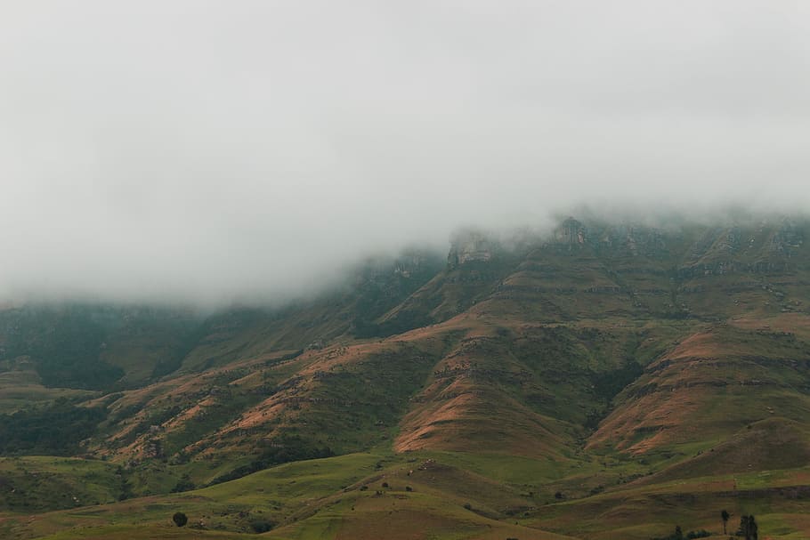 photo of mountain alps with fog, mountain under cloudy sky, hill HD wallpaper
