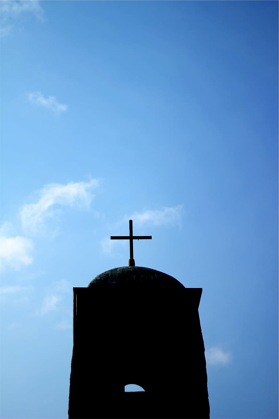 silhouette of cross during daytime, photo, cathedral, religion