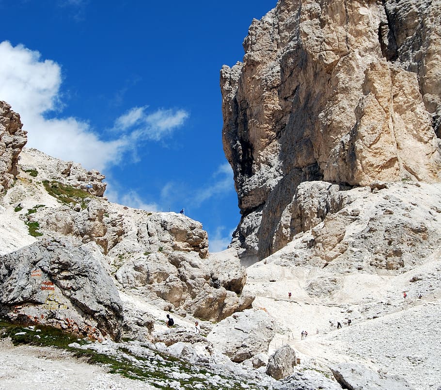dolomites, hiking, deadbolt, trail, mountain, sky, cloud, trentino HD wallpaper