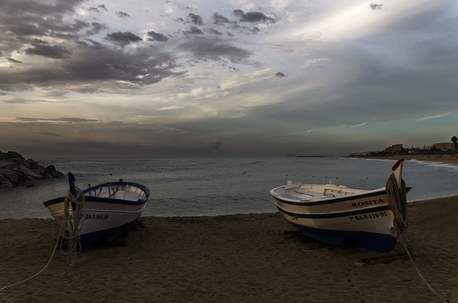 marina, dark, beach, water, sky, cloud - sky, nautical vessel HD wallpaper
