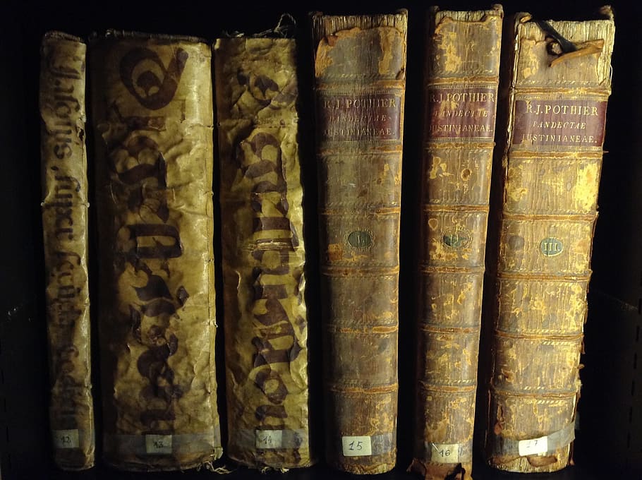 books, old, library, parchment, publication, education, indoors HD wallpaper