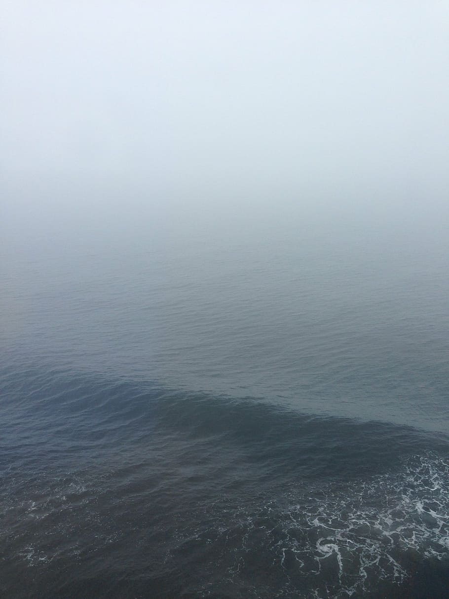 water, ocean, sea, wave, view, aerial, grey, blue, ripple, liquid HD wallpaper