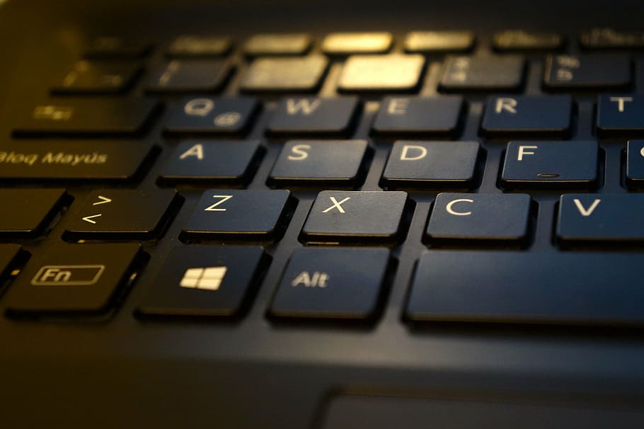 black keyboard keys in selective focus photo, computing, science HD wallpaper