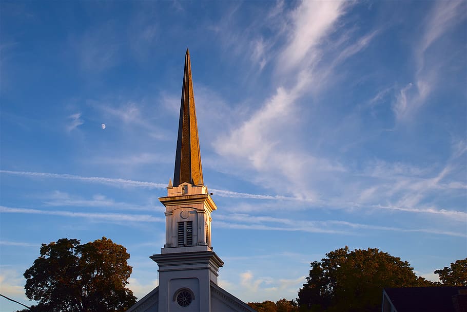 Steeple, Sunset, Light, Sky, church, architecture, building HD wallpaper