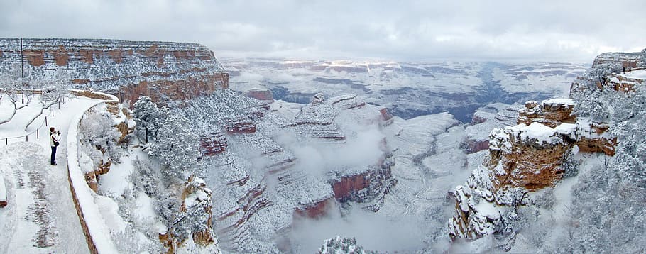 Winter and Snow in Grand Canyon National Park, Arizona, photos, HD wallpaper