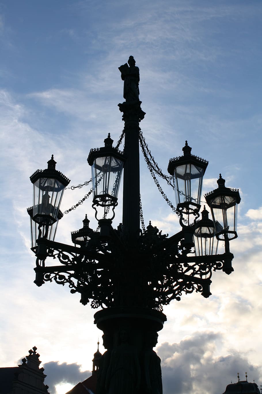 lamp, candlestick, lighting, prague, czech republic, sky, cloud - sky HD wallpaper