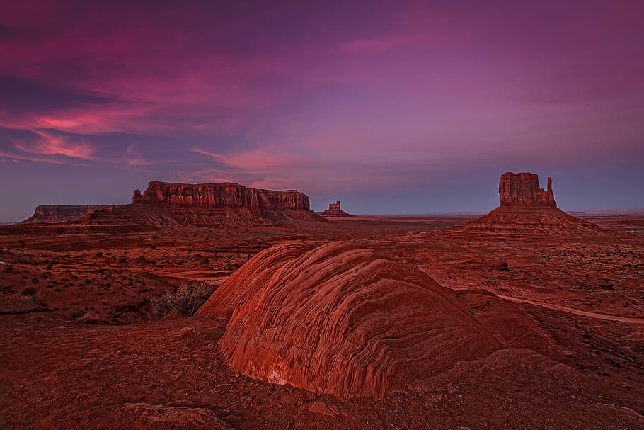 Monument Valley Utah, Uluru, Australia, mountain, red, pink, sunset HD wallpaper