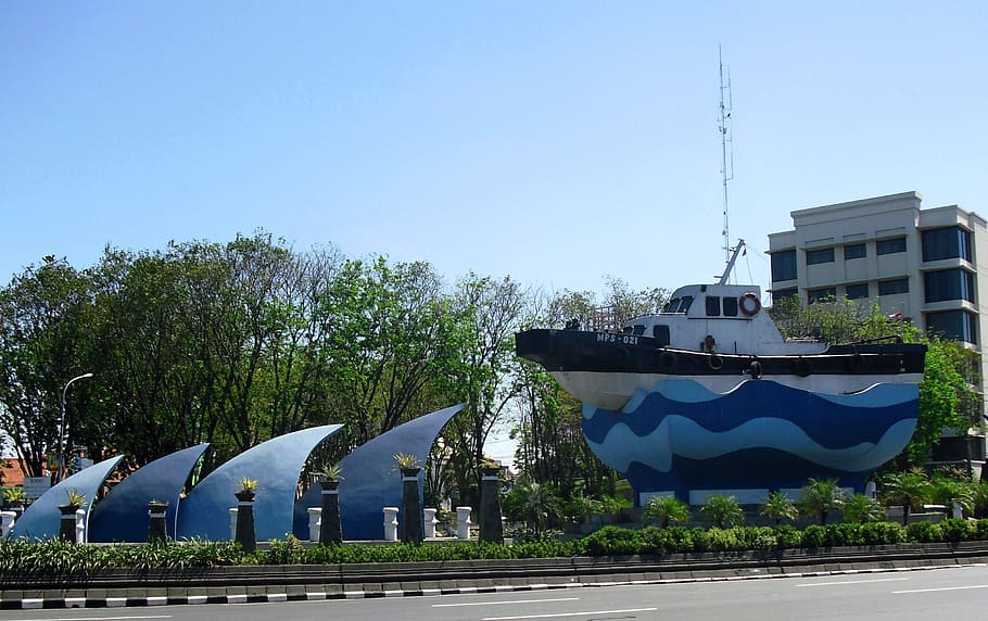 monument, kapal, tanjung perak, surabaya, jawa timur, indonesia, HD wallpaper
