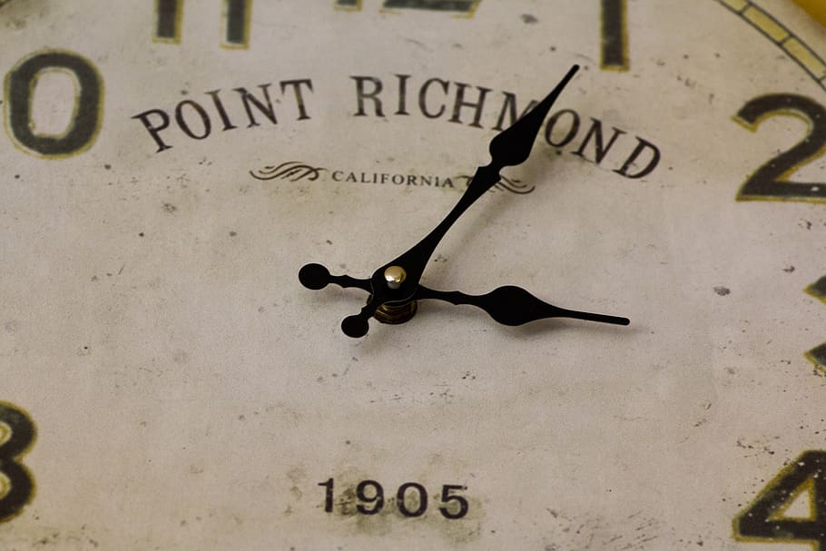 macro, clock, deco, old, retro, point richmond, 1905, text HD wallpaper