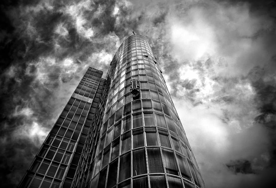 worms eye view of building, architecture, skyscraper, glass facades HD wallpaper