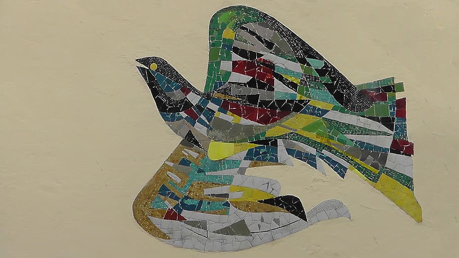 mosaic, craft, artwork, image, composition, artfully, bird HD wallpaper
