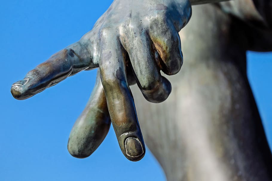 statue's hand during daytime, finger, characters, symbol, gesture HD wallpaper