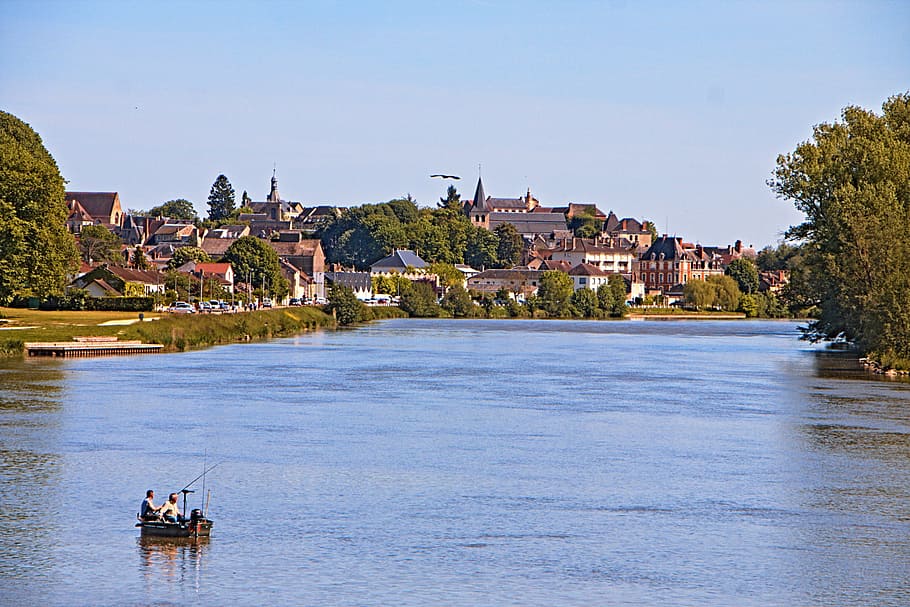 Decize, Loire, River, Panorama, City, nièvre, water plan, water courses HD wallpaper
