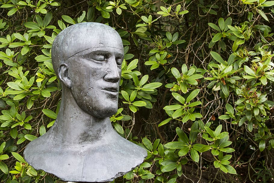 statue, head, sculpture, modern, art, face, human representation HD wallpaper