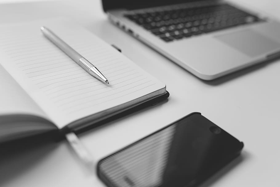 gray pen on notebook, computer, laptop, working, business, office HD wallpaper