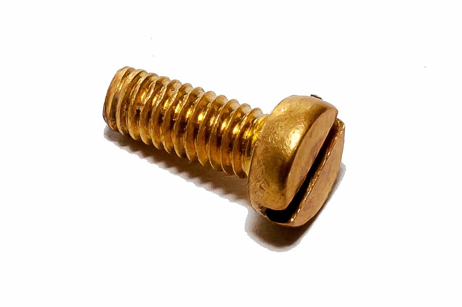 brass bolt, screw, metal, technology, thread, steel, equipment HD wallpaper