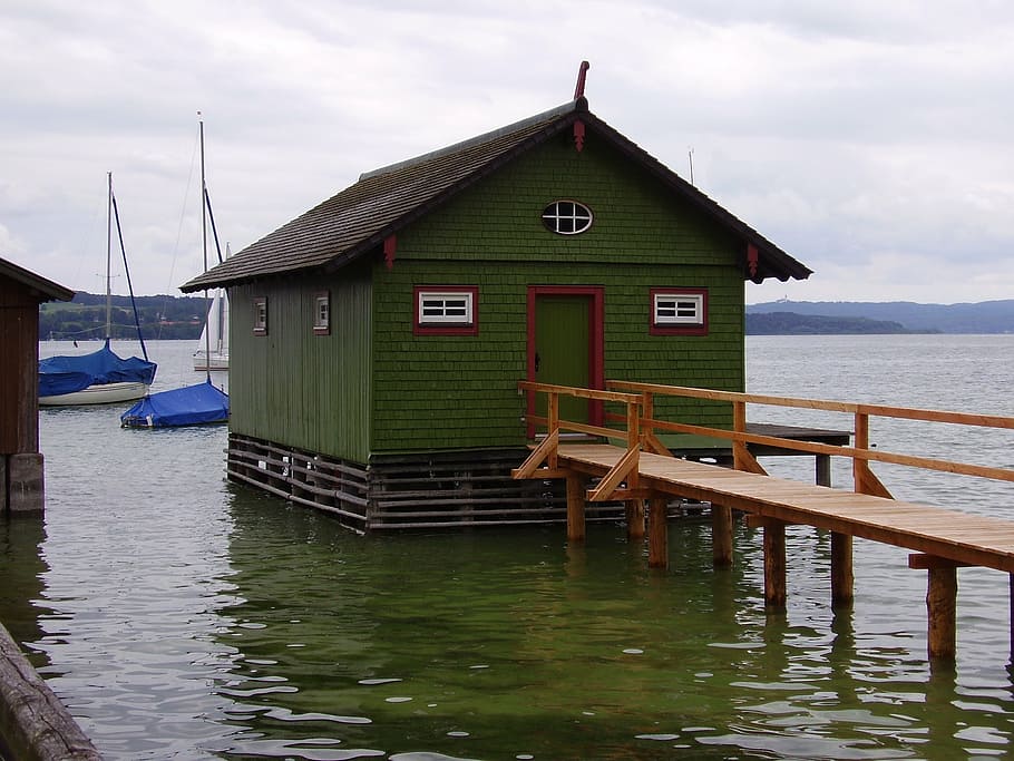 boat house, ammersee, water, web, bavaria, landscape, vacation