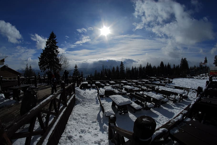 Mountains, Sun, View, Landscape, the sun, snow, winter in the mountains HD wallpaper
