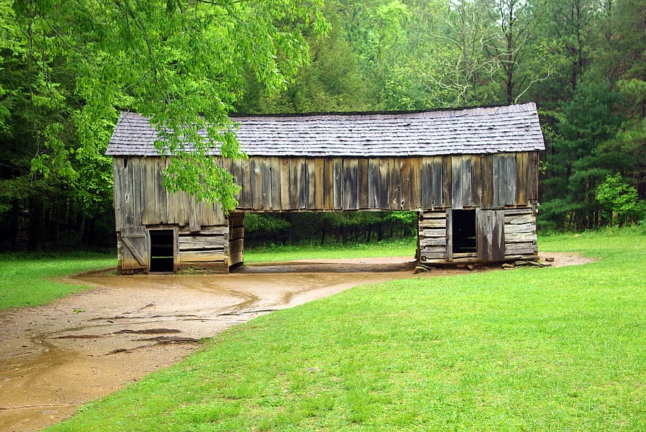 cades cove cantilever barn, great smoky mountains, national park, HD wallpaper