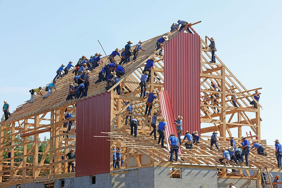 people building structure during daytime, construction, team HD wallpaper