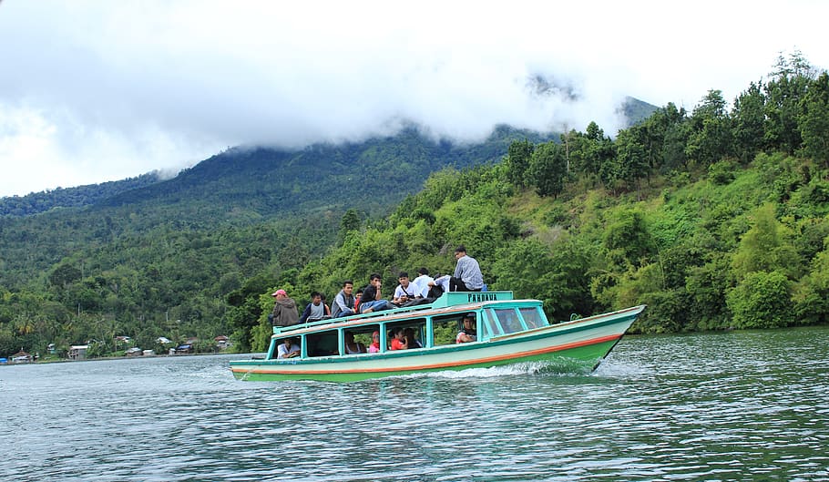 lake, ranau, oku, south, group of people, water, nautical vessel, HD wallpaper