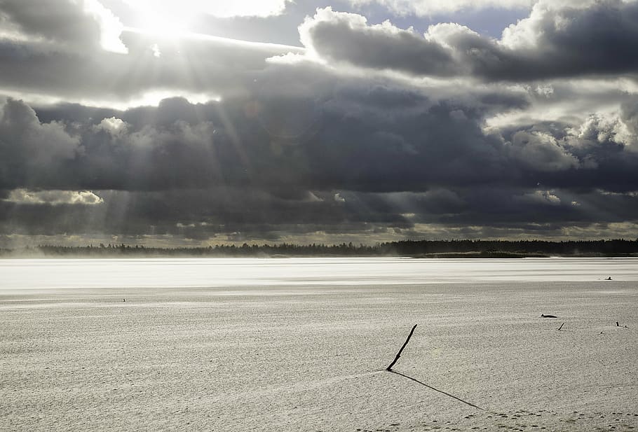 nature, winter, landscape, cold, sun, winter landscape, sea HD wallpaper