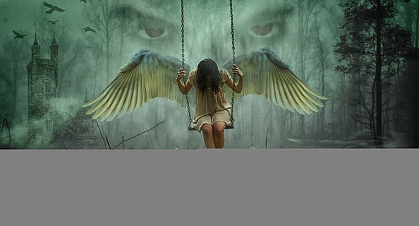 angel, devil, daemon, horror, creepy, gloomy, weird, fantasy HD wallpaper
