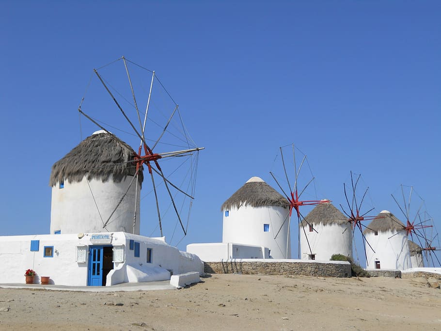 Windmills, Summer, Wind, beach, environmental conservation HD wallpaper