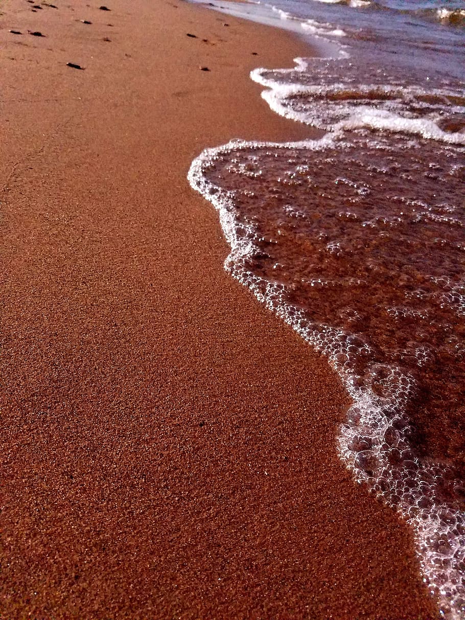 sand, beach, seashore, water, summer, coast, wave, relax, nature HD wallpaper