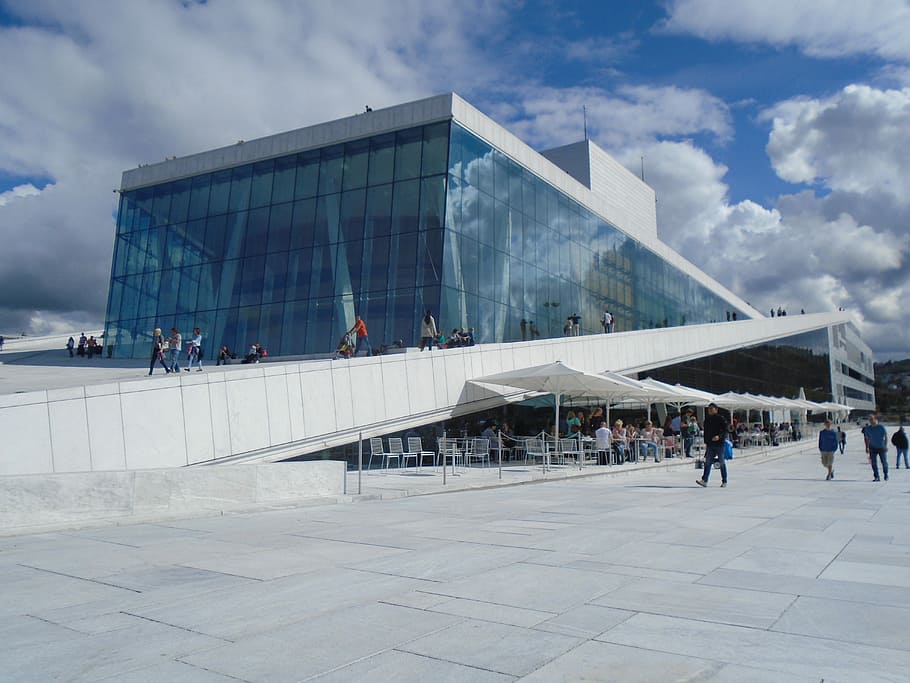 Opera, Oslo, Ar, Architecture, Norway, large group of people HD wallpaper