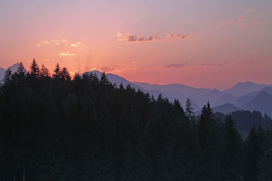 Sunset, Alpine, afterglow, lighting, abendstimmung, evening sky HD wallpaper