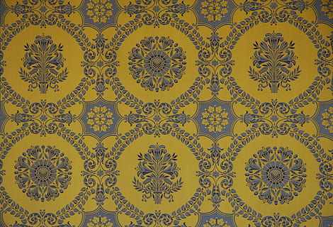 yellow and gray floral wallpaper, tapestry, versailles, pattern HD wallpaper