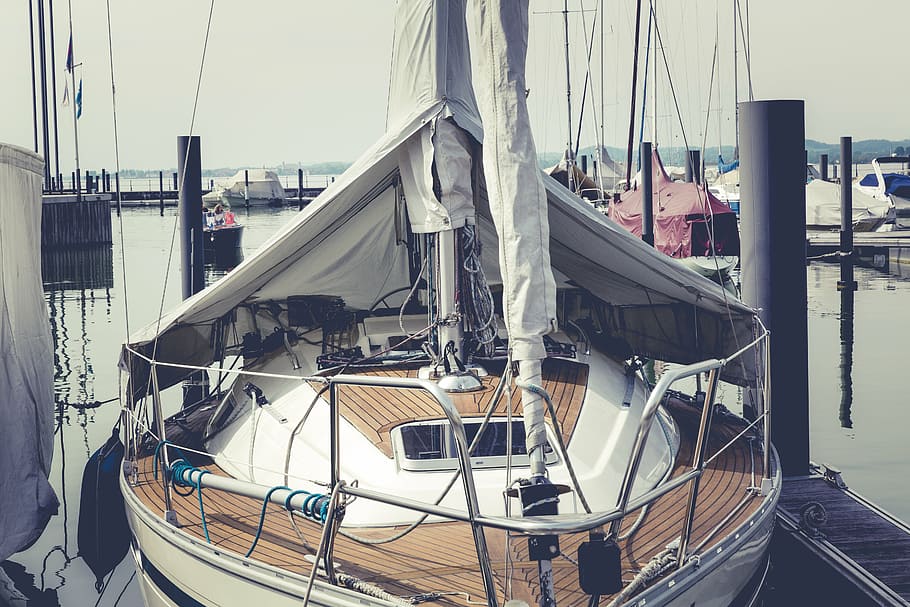 brown and white sail boat in dock, take, picture, still, items HD wallpaper