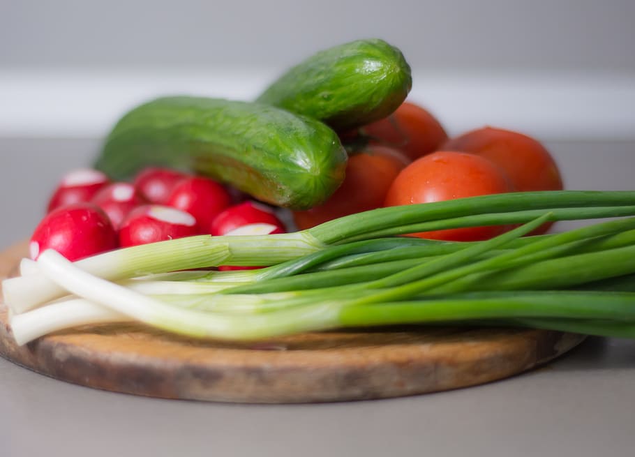 vegetables, cucumber, onion, salad, food, healthy, organic HD wallpaper