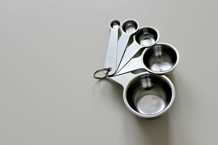 gray steel scoop, Measuring Cup, Bake, Cook, Eat, Baker, cooking HD wallpaper
