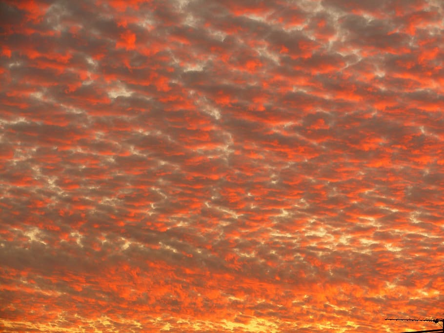 clouds, sunset, red, sky, evening sky, mood, abendstimmung HD wallpaper