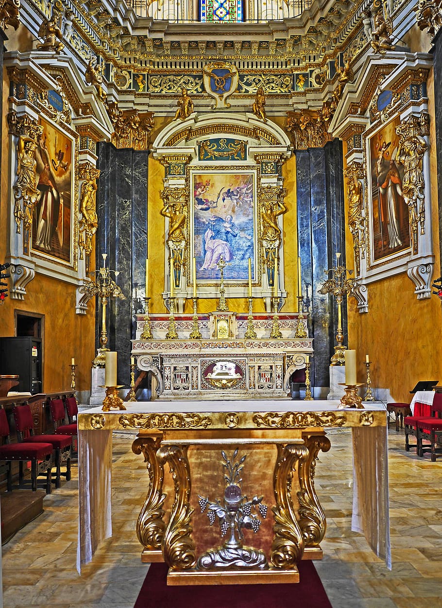 Nice, Cathedral, Altar, Palatial, main altar, italian baroque HD wallpaper