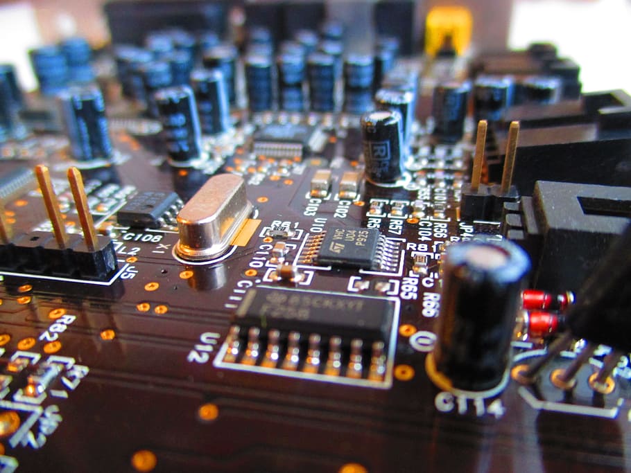 computer motherboard, circuit board, electronic, technology, soundblaster, HD wallpaper