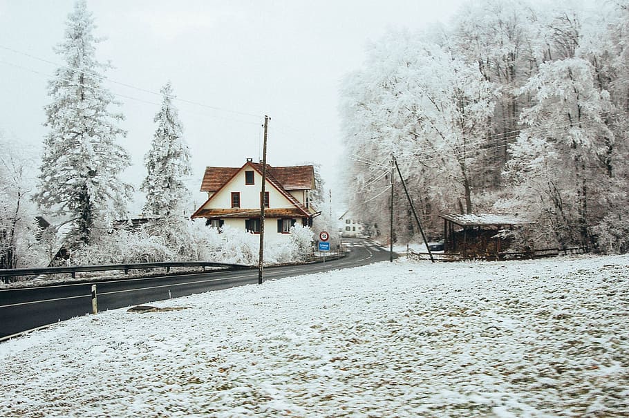 winter, road, cold, ice, driving, home, farm, landscape, weather HD wallpaper
