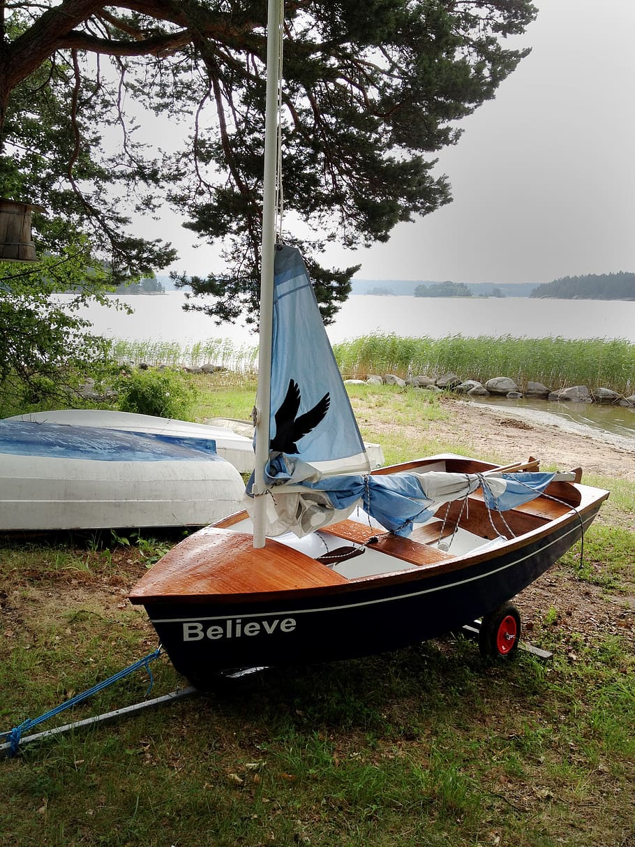 sailboat, optimist, summer, sweden, water, the stockholm archipelago, HD wallpaper