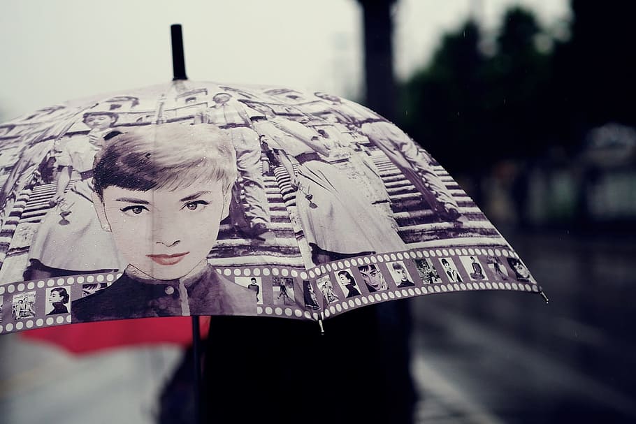 person holding umbrella, rain, raindrop, impression, beauty HD wallpaper