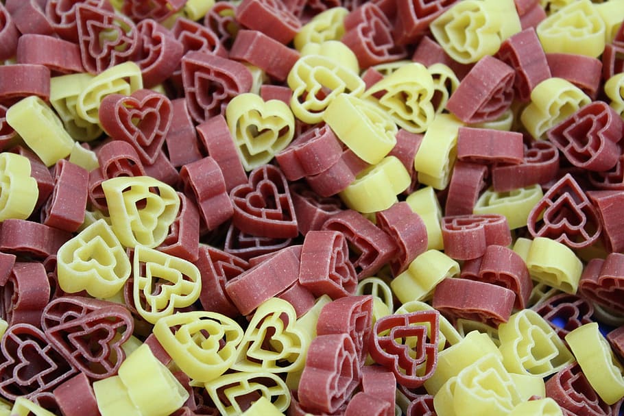 food, candy, refreshment, sugar, sweet, noodles, hearts, red HD wallpaper