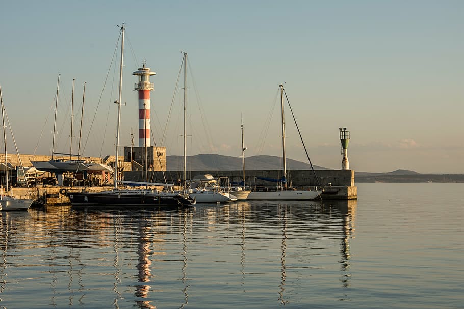 lighthouse, port burgas, beacon, bulgaria, sea, coast, coastline, HD wallpaper