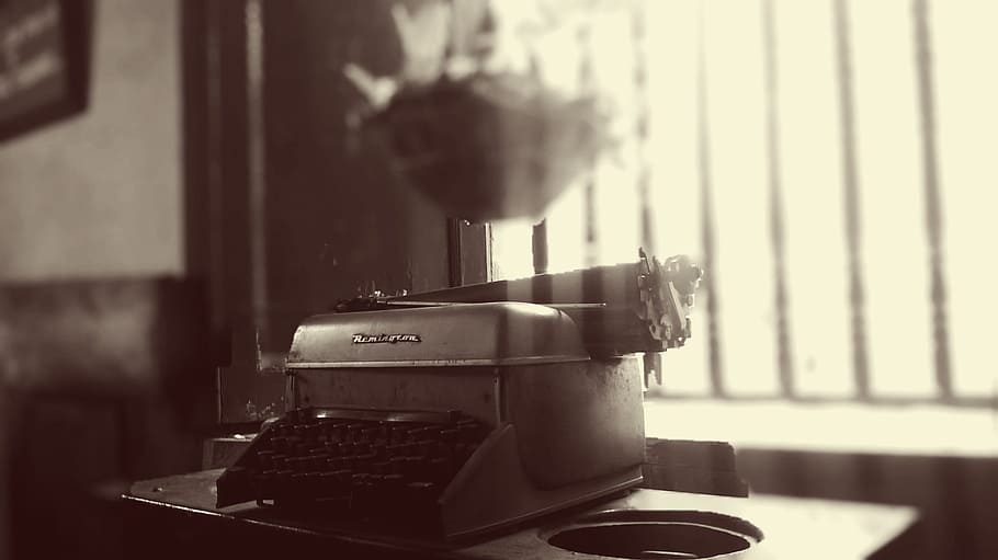 grayscale photography of typewriter, remington, type writer HD wallpaper