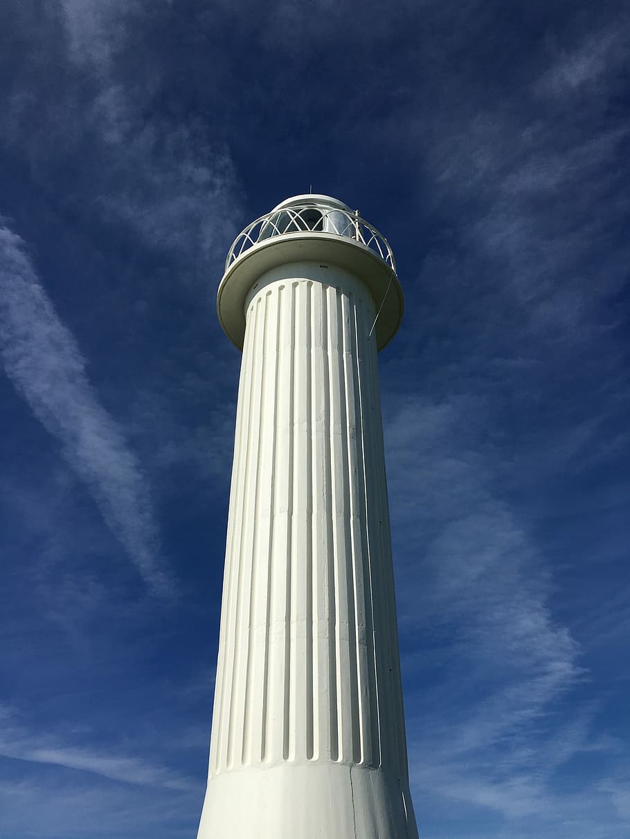 Lighthouse, White, Blue, Light, sky, landmark, scenic, marine HD wallpaper