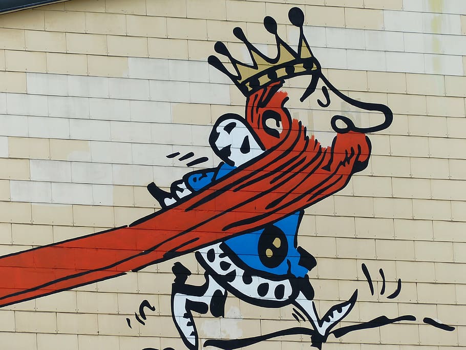 king wearing crown cartoon sketch, bart, red, figure, painted, HD wallpaper