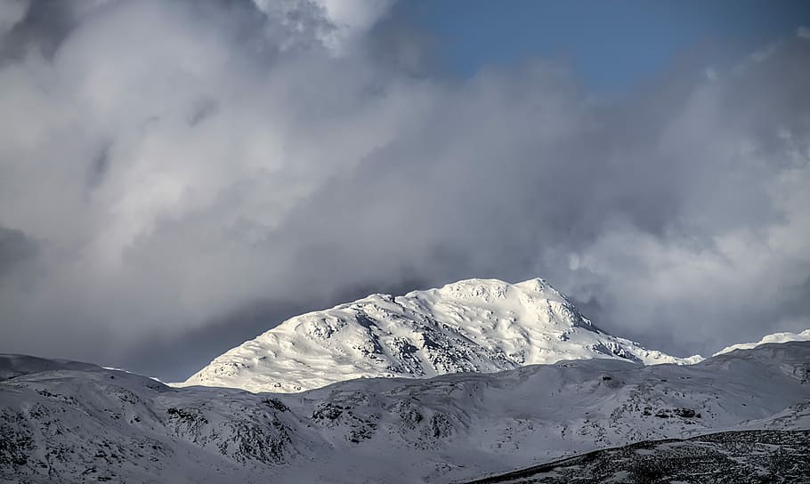 snow covered house, landscape photography of white mountain, cloud HD wallpaper